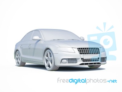 3d Car White Blank Template Stock Image