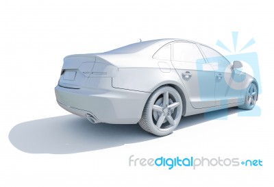 3d Car White Blank Template Stock Image