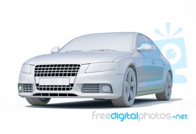 3d Car White Blank Template Stock Image