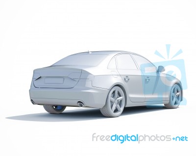 3d Car White Blank Template Stock Image