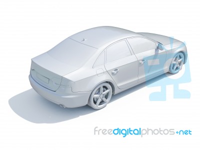 3d Car White Blank Template Stock Image