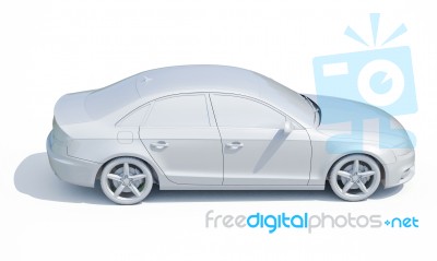 3d Car White Blank Template Stock Image