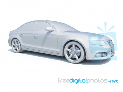 3d Car White Blank Template Stock Image