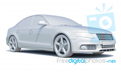 3d Car White Blank Template Stock Image