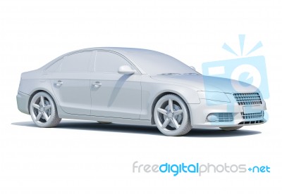 3d Car White Blank Template Stock Image