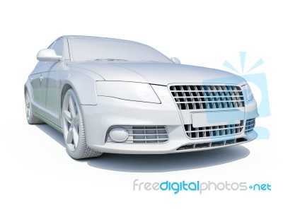 3d Car White Blank Template Stock Image