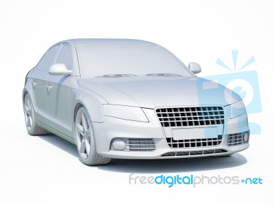 3d Car White Blank Template Stock Image