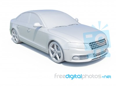 3d Car White Blank Template Stock Image