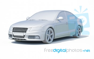 3d Car White Blank Template Stock Image