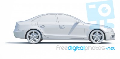 3d Car White Blank Template Stock Image