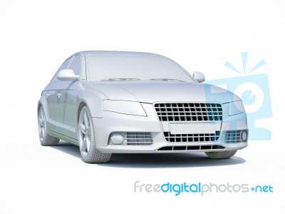 3d Car White Blank Template Stock Image