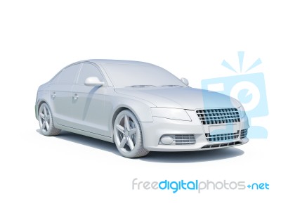 3d Car White Blank Template Stock Image