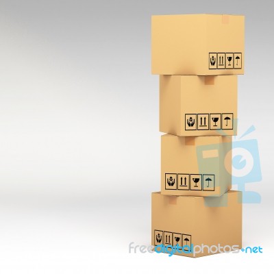 3d Cardboard Boxes Stock Image