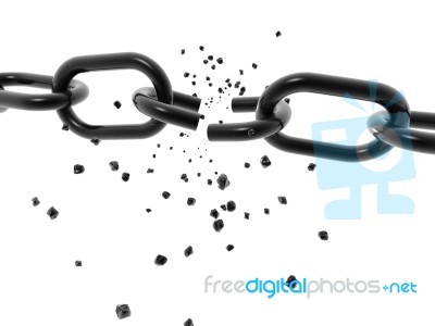 3d Chain Breaking - Isolated Over A White Background Stock Image