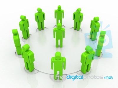 3d Character Man Leader And Team Members Stock Image