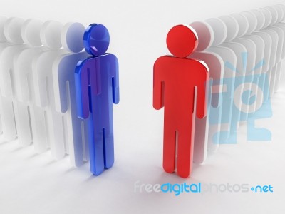 3d Character Men Leader And Team Members Stock Image