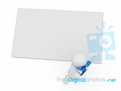 3d Character Write A Card Stock Image