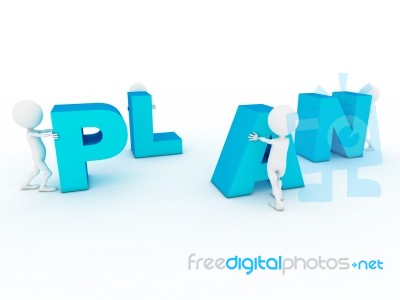 3d Characters Building Plan Word Stock Image