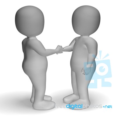 3d Characters Shaking Hands Showing Greeting Or Deal Stock Image