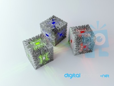 3d Circuit Cube Stock Image