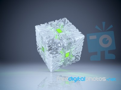 3d Circuit Cube Stock Image