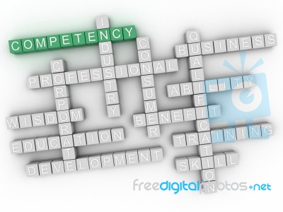 3d Competency Word Cloud Concept On White Background Stock Image