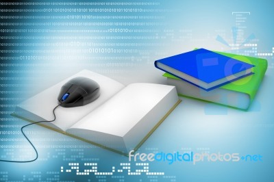 3d Computer Mouse And Books - E-learning Concept Stock Image