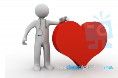 3d Doctor With Heart Stock Image