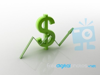 3d Dollar With Arrow  Stock Image