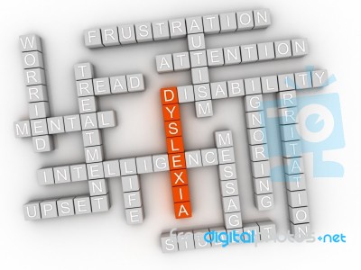 3d Dyslexia Concept Word Cloud On White Background Stock Image