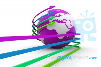 3d Earth Globe And Colourful Arrows Stock Image