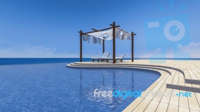 3d Fabric Tent And Sea Stock Photo