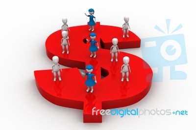 3d Figure Standing On Dollar Sign Stock Image