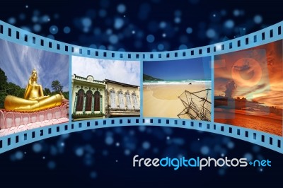 3D Film Strip With Pictures Stock Photo