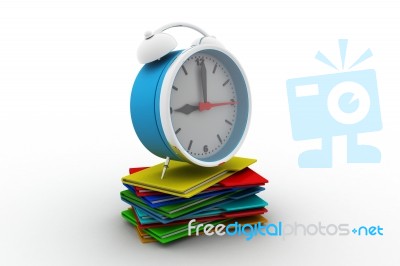 3d Folder Icons With Alarm Clock Stock Image