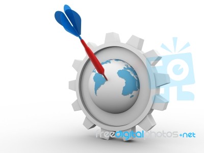 3d Gear With Earth Stock Image