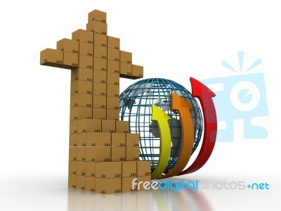 3d Global Business Commerce Concept Stock Image