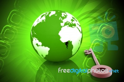 3d Globe And Key Stock Image