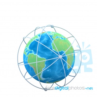 3d Globe Connections Network Design Stock Image