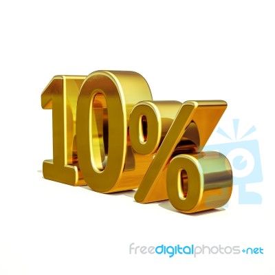 3d Gold 10 Ten Percent Discount Sign Stock Image