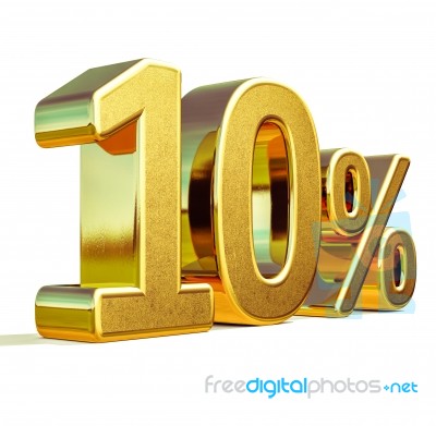 3d Gold 10 Ten Percent Discount Sign Stock Image