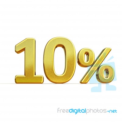 3d Gold 10 Ten Percent Discount Sign Stock Image