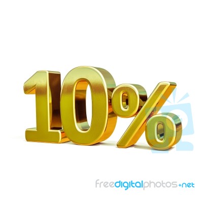 3d Gold 10 Ten Percent Discount Sign Stock Image