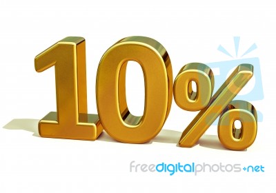 3d Gold 10 Ten Percent Discount Sign Stock Image