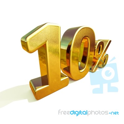 3d Gold 10 Ten Percent Discount Sign Stock Image