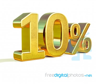 3d Gold 10 Ten Percent Discount Sign Stock Image