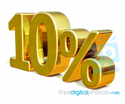 3d Gold 10 Ten Percent Discount Sign Stock Image