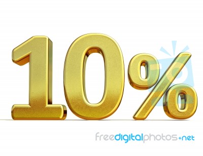 3d Gold 10 Ten Percent Discount Sign Stock Image