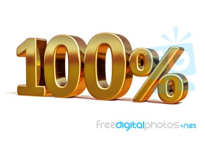 3d Gold 100 Hundred Percent Discount Sign Stock Image