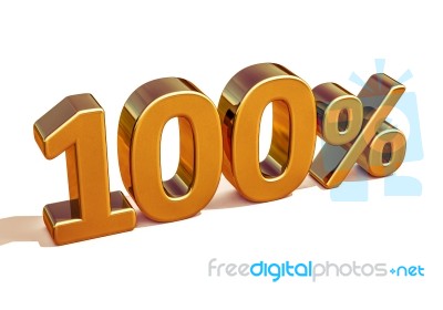 3d Gold 100 Hundred Percent Discount Sign Stock Image